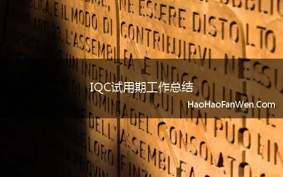 IQC试用期工作总结(iqc试用期工作总结)