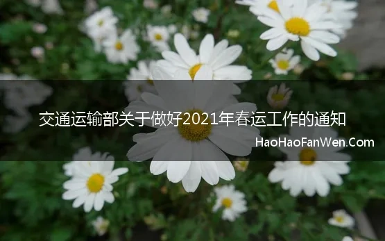 交通运输部关于做好2021年春运工作的通知