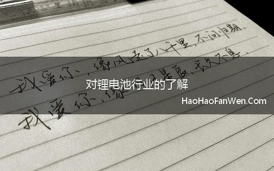 对锂电池行业的了解(2029年中国锂电池行业发展前景与投资战略规划分析报告)