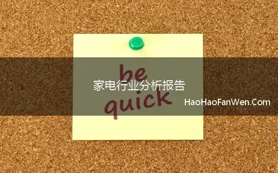 家电行业分析报告 中国家电行业发展现状和相关产业链