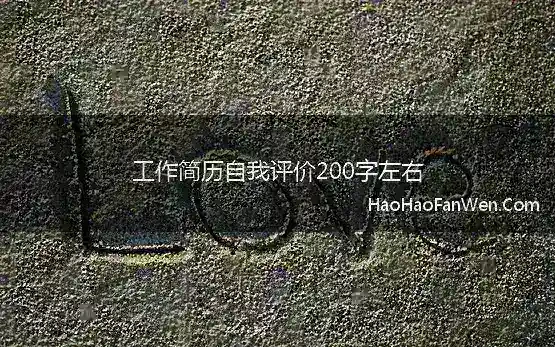 工作简历自我评价200字左右