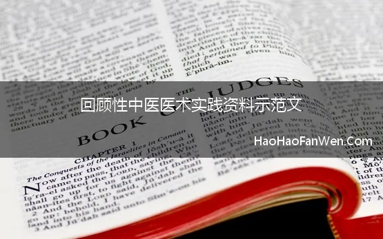 回顾性中医医术实践资料示范文 中医专长综述、医术渊