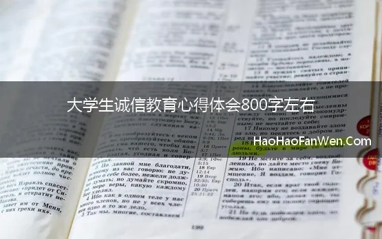 大学生诚信教育心得体会800字左右