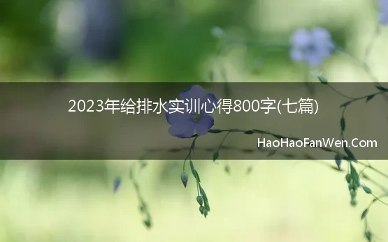 2023年给排水实训心得800字(七篇)