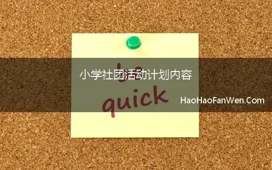 小学社团活动计划内容