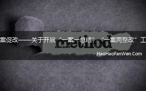 做实以案为鉴以案促改——关于开展“一案一总结”“一案两整改”工作的实践与思考【精选】